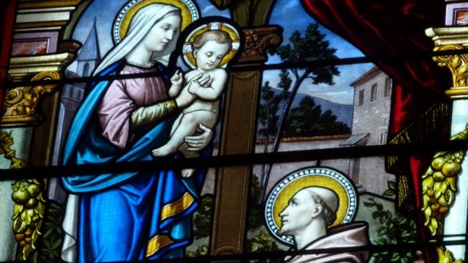 saint-bernard-marie-jesus Saint Bernard devant Jésus et Marie.