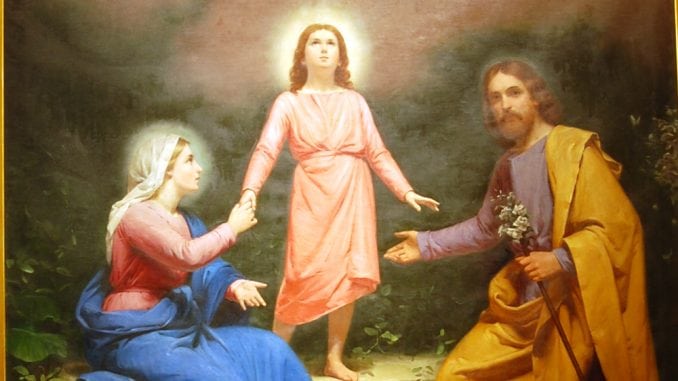 Sainte Famille : Marie, Jésus et Joseph dans la peinture de Giuseppe Riva.