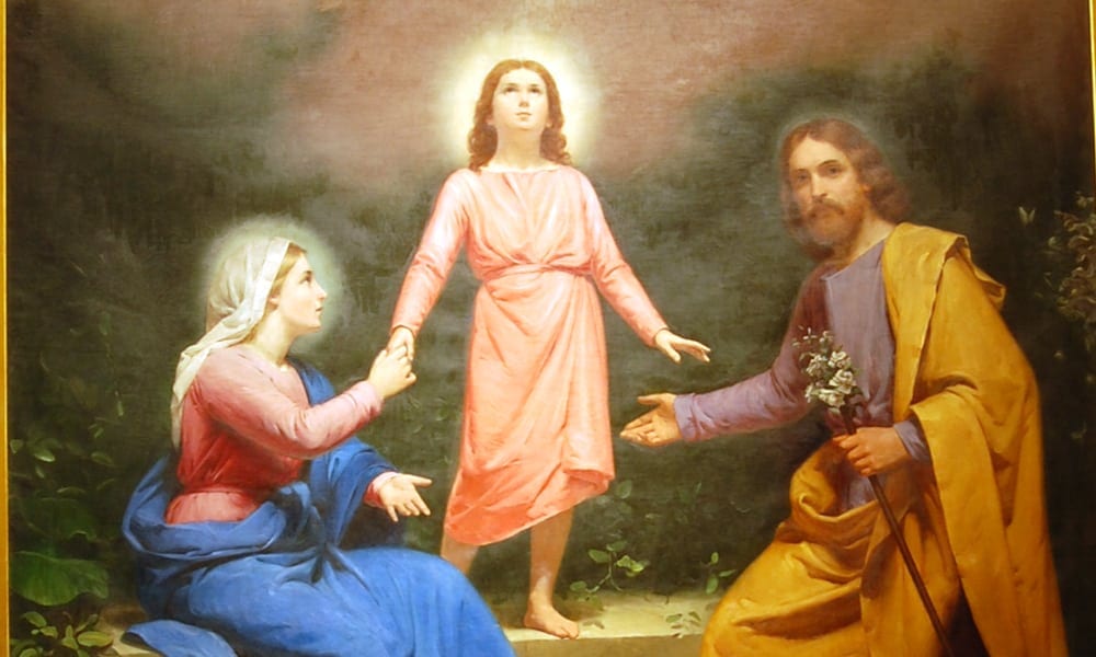 Sainte Famille : Marie, Jésus et Joseph dans la peinture de Giuseppe Riva.